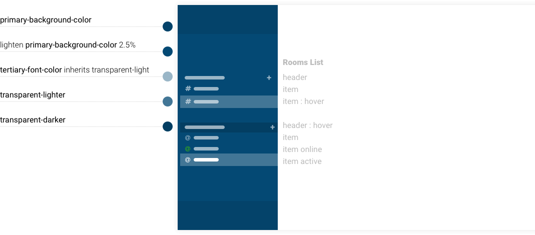 Side nav example colors